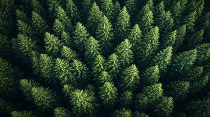 Aerial View of Lush Green Coniferous Forest