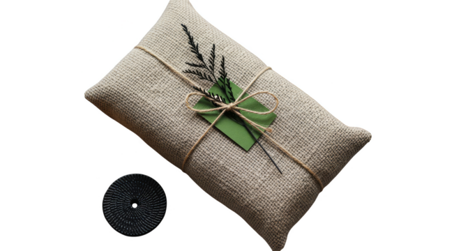 Earthy Gift Burlap Present with Twine  Tag
