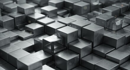 Abstract 3d Metal Cube Texture Background Geometric Block Design