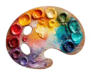 Creative event with colorful palette artistic display view