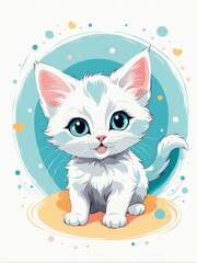 cute kitten on the white background