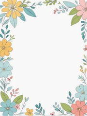 vector hand drawn watercolor floral background with flowers, leaves and branches