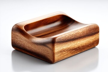 A wooden tray with a curved interior.