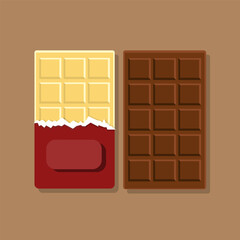 Milk and Dark Chocolate with Flat design style