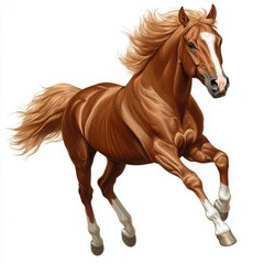 Obraz premium Galloping chestnut horse illustration on a white background
