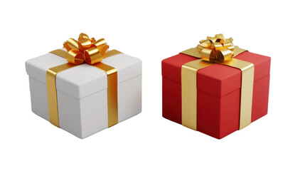 Obraz premium Decorative Christmas gift box with festive wrapping and ribbon isolated on white background