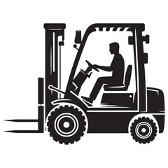 Bold Outline Forklift silhouette – Forklift illustration – Minimalist Forklift vector – Vehicle silhouette

