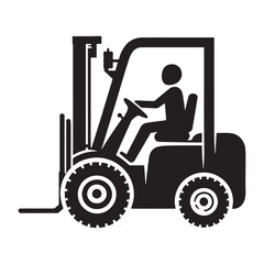 Sturdy Frame Forklift silhouette – Forklift illustration – Minimalist Forklift vector – Vehicle silhouette

