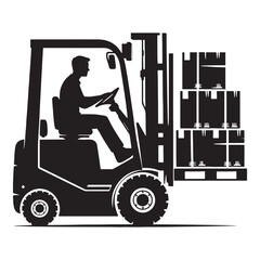 Industrial Forklift silhouette in bold profile – Forklift illustration – Minimalist Forklift vector – Vehicle silhouette

