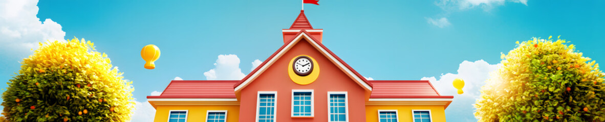 Back to School for Little Learners Bright and Cheerful Wallpaper brings energy, excitement, and positivity to the classroom learning space. Filled with colorful elements like pencils, books, backpacks