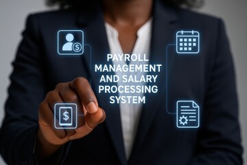 Payroll management and salary processing system concept with
