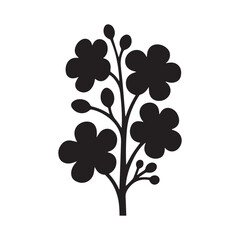 black and white flowers silhouette