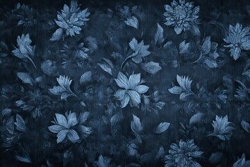Majestic Indigo Damask Seamless Pattern with Vibrant Floral Bouquets for Elegant Textile Designs