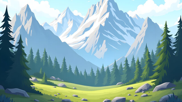 Rocky Mountain Landscape Available on EPS File