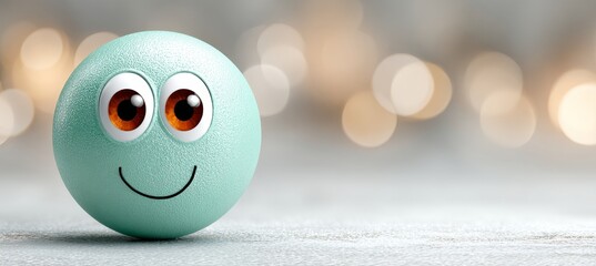 Playful Mint Green Mood Emoji with Bright Brown Eyes and Optimistic Expression for Digital Art