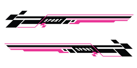 Wrap Design For Car vectors. Sports stripes, car stickers black color. Racing decals for tuning.