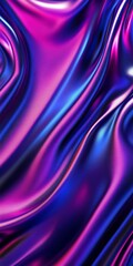 Abstract Gradient Fabric Waves in Dynamic Colorful Satin Textile Flow with Blue and Purple Overflows