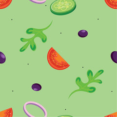 food, design, kitchen, kitchens, wallpaper, pattern, print, illustration, arugula, tomato, cucumber, pepper, olives, olive, onion, green, apron, menu, cover, dining room, design of dishes, plates, c