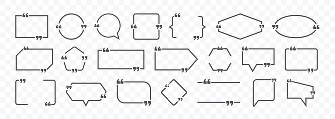 Quote box frame, big set.Set Of Quote Box Frames and icons. Stickers of speech bubbles vector set.Blank template quote text info design boxes quotation bubble blog quotes symbols. vector illustration.