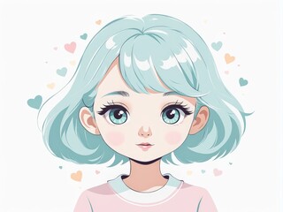 cute girl, cartoon illustration