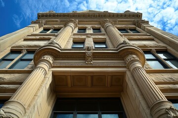 Fototapeta premium Courthouse Landmark: Tarrant County Courthouse Exterior Architecture in City Skyline