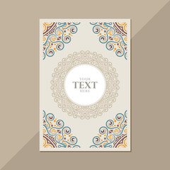 Decorative Vintage Style Mandala Frame with Swirls and Ornament Border