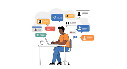 Remote work communication and collaboration concept illustration vector illustration