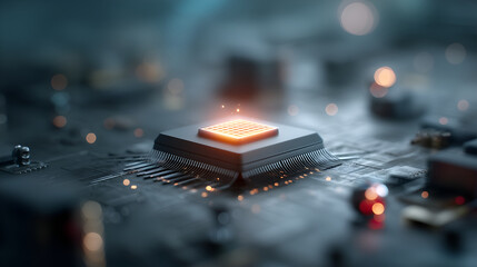 Abstract visualization of a glowing quantum chip, representing advanced computing and physics 