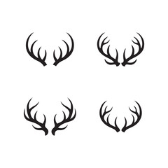  a vector illustration set of deer antlers on white background.