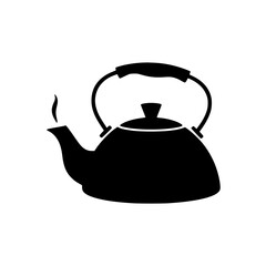 Black silhouette of a kettle with handle and curved spout