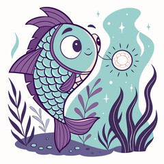 vector illustration of a cartoon fish