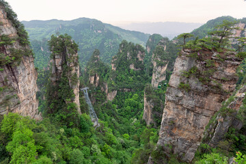 A cable car up to Huangshizhai scenic area in Zhangjiajie National Forest Park