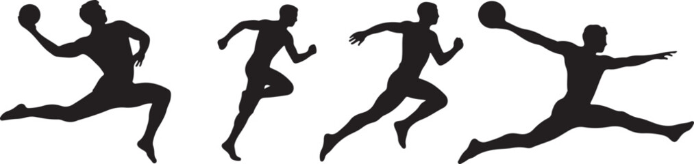 Dynamic Silhouette of Athletes in Action