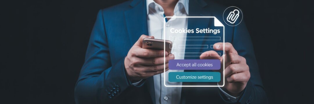Person interacting with a cookies settings interface on a smartphone.