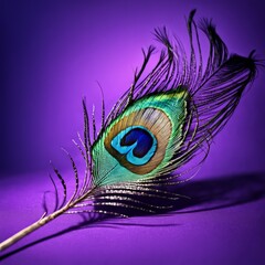 Obraz premium beautiful peacock feather on a black background