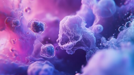 Abstract Cell Visualization in Purple and Blue