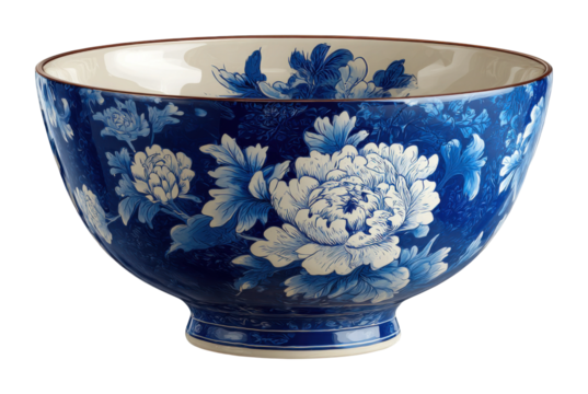 Exquisite blue floral bowl display traditional craft home elegant view