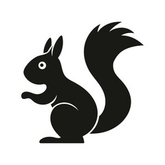Black and White Squirrel Silhouette Vector Art, Cute Forest Squirrel Clipart – Wildlife Animal Icon. Minimal Squirrel Illustration – Furry Tail Cartoon Design. 