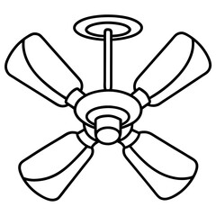 Ceiling fan line art vector