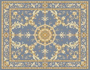 クラシックヨーロピアン絨毯の装飾模様｜Vintage Baroque European Carpet Ornament Pattern