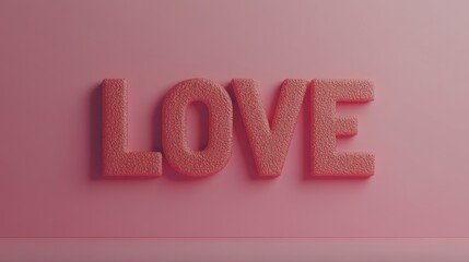 Bold, textured letters spelling LOVE against a soft pink background, ideal for marketing, Valentine's Day promotions, or social media posts celebrating affection and positivity,