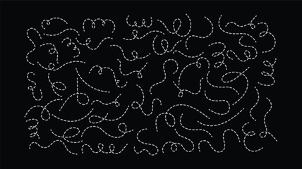 abstract dotted line. Hand drawn curve dotted line vector set.