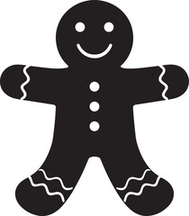 Gingerbread Man Cookie Silhouette | Black Vector for Holiday