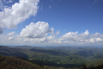 Cloudscape over the valley from the Blue Ridge Mountain Range in Tennessee.