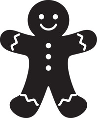 Gingerbread Man Cookie Silhouette | Black Vector for Holiday