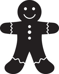 Gingerbread Man Cookie Silhouette | Black Vector for Holiday
