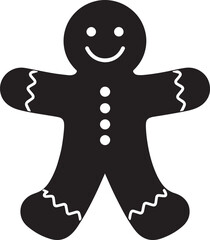 Gingerbread Man Cookie Silhouette | Black Vector for Holiday