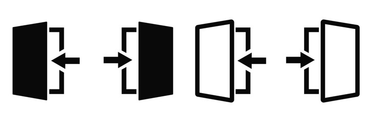  Login and Logout Icon Set – Entry and Exit Symbols with Arrow Direction in Flat and Line Style
