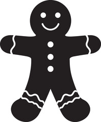 Gingerbread Man Cookie Silhouette | Black Vector for Holiday