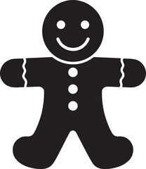 Gingerbread Man Cookie Silhouette | Black Vector for Holiday